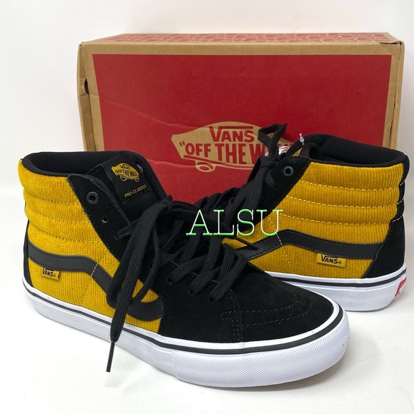 VANS SK8-HI Pro Corduroy Suede Canvas Women Yellow - Picture 2 of 12